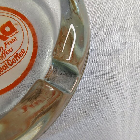 Vintage Sanka Ashtrays Glass 4 Inch Round Lot of 2 Different Advertising Labels - Picture 15 of 16